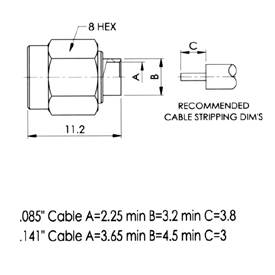 SMARlN^,SMA-P-RG405 drawing